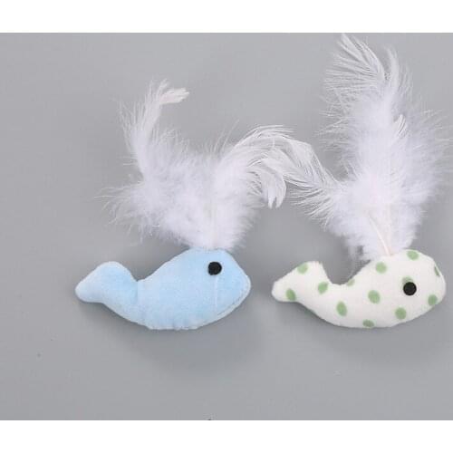 Cute Plush Cats Chewing Toys Whale Shape Pet Supplies Toys 1pcs Home Super Soft Whale Feather Plush Pet Toy Stuffed Animal Toy