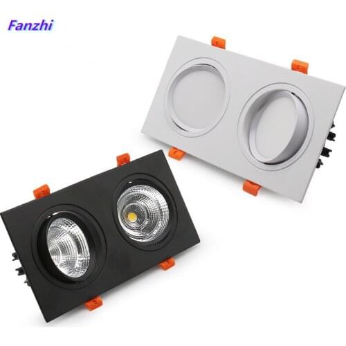 Led double head spotlight black ceiling light shop commercial spotlight embedded downlight square bold living room home