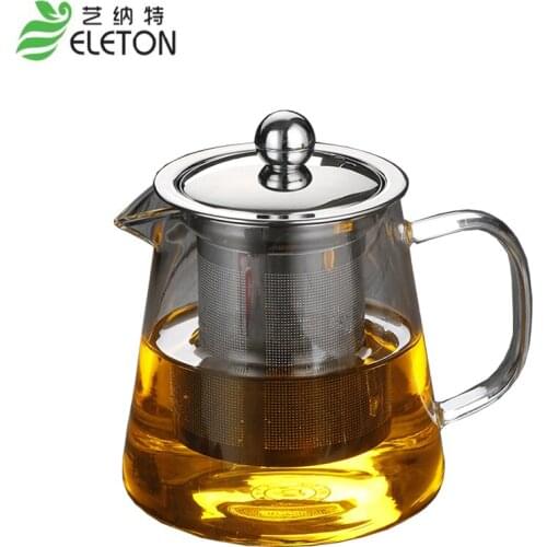 ELETON Anti burst heat resistant glass flower tea pot Kung Fu red tea with stainless steel filter bubble tea cup kettle teapots