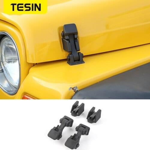 TESIN For Jeep Wrangler TJ 1997-2006 Black Engine Lock Hood Latch Catch Cover ABS Exterior Second Generation Car Accessories