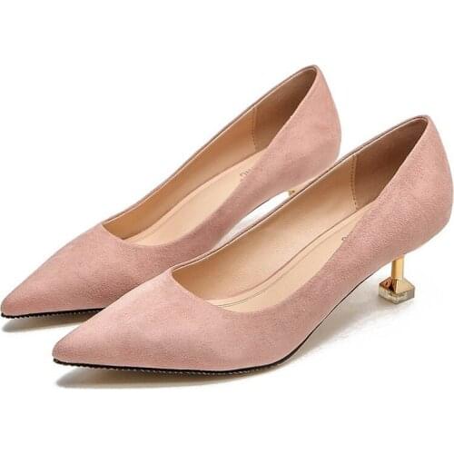 Brand New Pumps Shoes Women Fashion Office Basic High Heels Work Lady Shoes Black Red Thin Heels Brand Point Toe 5cm Heels