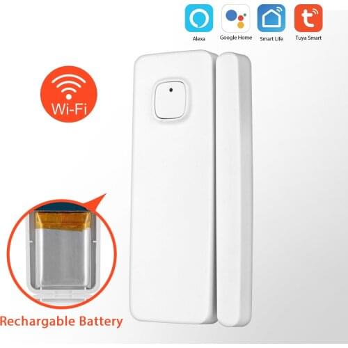 Rechargeable WIFI Window Door Sensor Home Security Wireless Gap Sensor Door Alarm Support TUYA APP Support Alexa/Google/IFTTT