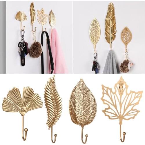 1pc Wrought Iron Hook Leaf Shape Wall Hanger Bathroom Organizer For Towel Clothes Home Decoration Hanging Storage Rack
