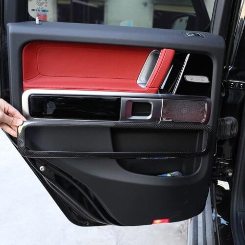 For Mercedes-Benz G-Class W463 G500 G63 19-20 Real Carbon Fiber Car Door Inner Handle Decorative Frame Stickers Car Accessories