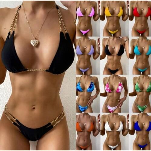 Explosive Chain Split Swimsuit New Triangle Bikini Swimsuit Europe and The United States 2021 Ladies Sexy Bathing Suit Women