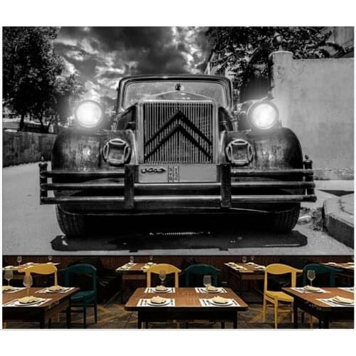 WDBH 3d wallpaper Custom photo Retro black and white nostalgic car living room home decor 3d wall mural wallpaper for walls 3 d