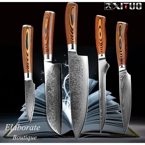 XITUO Damascus Kitchen Knife Japanese vg10 High Carbon Stainless Steel Professional Chef Knife Boning Slicing Utility Cleaver CN