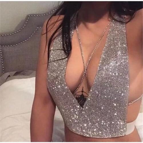 Womens body chain sexy bikini Necklace Crystal Rhinestone underwear accessories Beach Party jewelry accessories