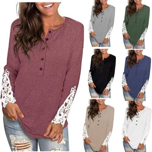 2021 spring new round neck button sleeve lace t-shirt casual fashion jacket women