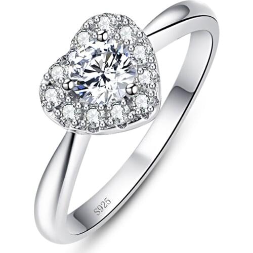 Fashion 925 Silver Rings For Women Princess Propose Marriage Heart Cubic Zirconia Ring Romantic Bridal Wedding Bijoux