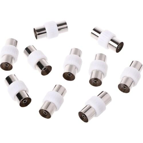 10 Pcs RF Antenna FM TV Coaxial Cable TV PAL Female To Female Adapter Connector