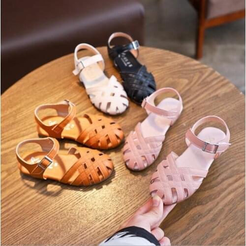 2020 Girls Summer Sandals Baby Girl Toddler Children Shoes Sweet Princess Soft Kids Beach Shoes Black Beige Brown