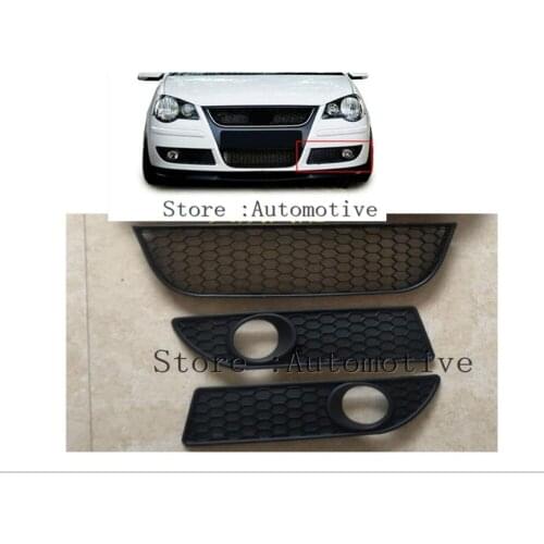ABS Material Car Front Lower Bumper Grille Fog Light Cover For Polo MK4 9N3 2005-2009 Facelift Car Grilles