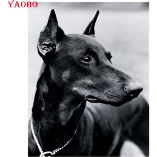 5D DIY Full Square Round Diamond Painting Doberman Pinscher Diamond Embroidery Cross Stitch pet dog paintings Rhinestone Mosaic