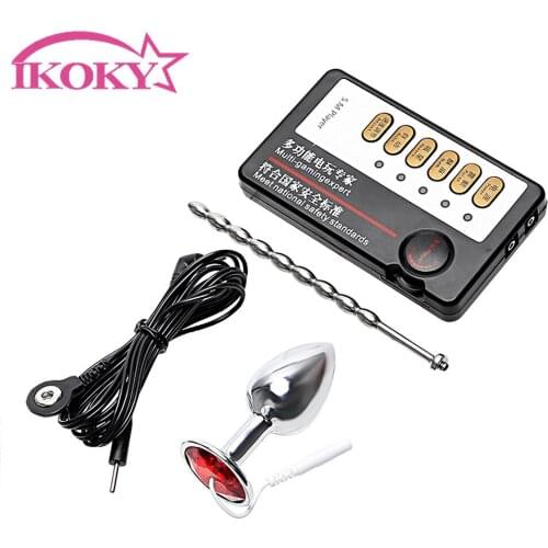 IKOKY Sex Toys For Men Anal Plug Erotic Catheters Sounds Therapy Massager Masturbation Electric Shock Set Medical Themed Toys