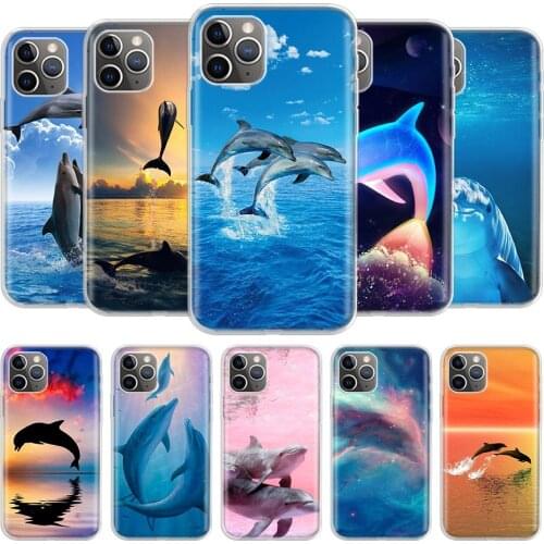 Sea animal cute dolphin Phone Case For iPhone 11 12 Mini Pro 7 6 X 8 6S Plus XS MAX + XR 5S Eleven Art TPU Cover Coque Capa Shel