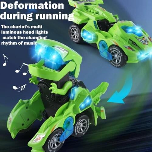 Dinosaur Transforming Chariot Universal Walking Toy Car 4WD Vehicle Climbling Car Automatic Electric Light Music Car for Kids