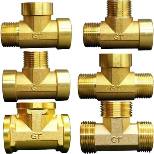 DN20 3/4" BSP Female To Male 3 Way Tee Type Brass Pipe Fitting Connector Coupling Adapter For Water Fuel Gas