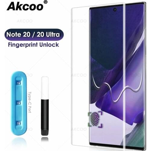 Akcoo UV Full Glue Glass film for Galaxy Note 20 Ultra Screen Protector for Samsung S10e Note 10 Plus S20 Ultra Glass Protector