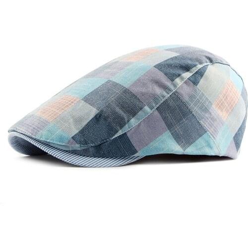 British Style Casual Retro Hat Ladies Men and Women Spring Summer Sun Plaid Forward Cap Ladies Newsboy Bbreathable Gorras