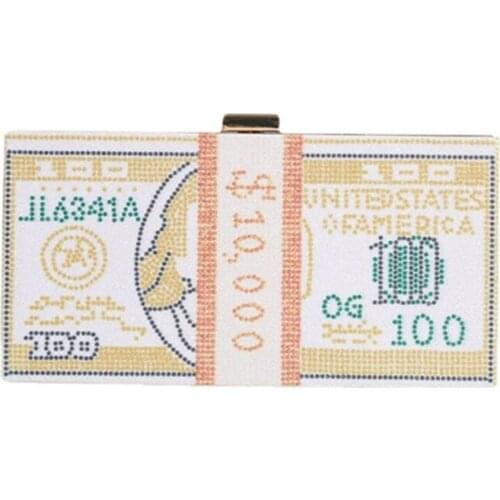 Money Clutch Rhinestone Purse Stack of Cash Evening Handbag Shoulder Bag Crossbody Bags for Women Girls