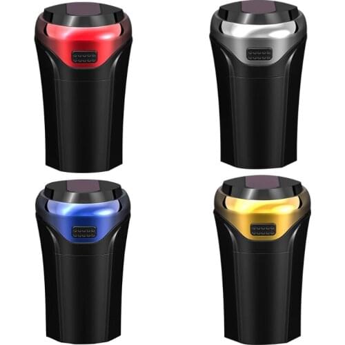 Compact Smokeless Ashtray Detachable Car Cigarette Ashtray with LED Light USB Rechargeable Car Trash Can for Travel Home