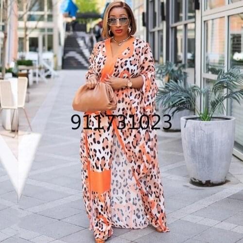 2 Piece Set Women Africa Clothes 2021 African Dashiki New Fashion Two Piece Suit Long Tops + Wide Pants Party Plus Size For Lady