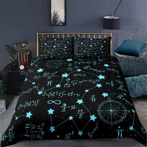Creative Math Design Duvet Cover Fashion Printed Equation Bedding Set Single Double Queen King Size Black Comforter Covers
