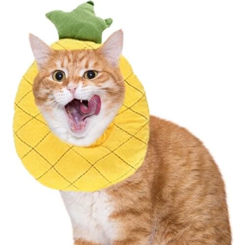 Legendog Pet Cat Dog Collar Soft Cotton Licking Head Cover Cute Avocado Peach Pineapple Fruit Shape Adjustable Pet Supplies