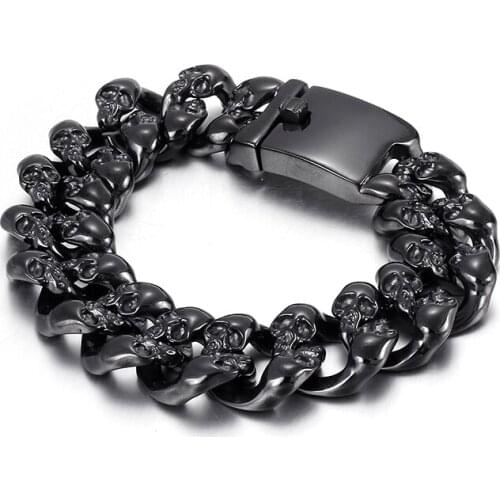 HAOLYNJOY Black Skull Accessories Trend Mens 316L Stainless Steel Bracelet Gift For Friend