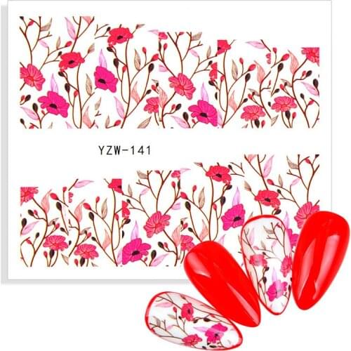 1pcs Water Nail Decal And Stickers For Nails Flower Leaf Tree Green Simple Summer DIY Slider For Manicuring Nail Art Watermark