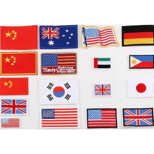 Iron on USA US United States Canad Turkey Germany Russia Russian UK Czeck National Flag Embroidered Clothes Patches For Clothing