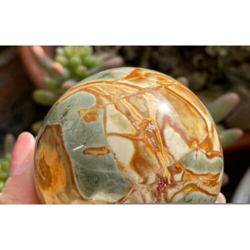 Natural Ocean Jasper Sphere Crystal Reiki Gemstone Stone Home Collectible Figurines Decor