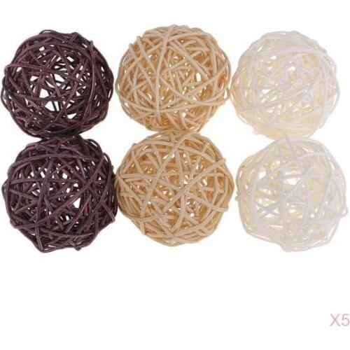 30 Pieces Natural Wicker Rattan Ball 7cm Twig Orbs Balls DIY Embellishments Wedding Ornaments Crafts