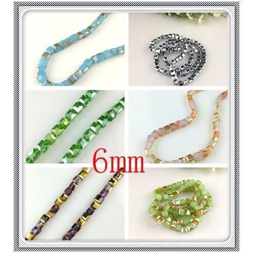 New Fashion Square Crystal Glass Beads Wholesale ! 500pcs/lot 6MM Cube Crystal Glass Beads For Jewelry Necklace DIY