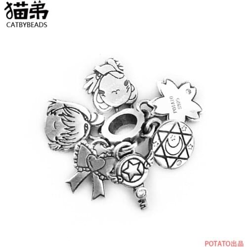 CATBYBEADS Mistletoe 925 Sterling Silver Cartoon Spacer Charm Bead European Jewelry