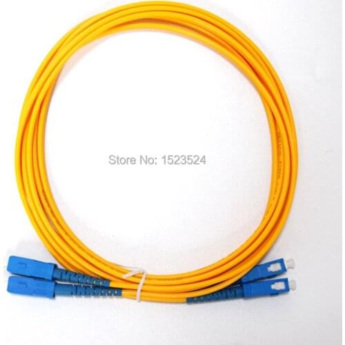 Free Shipping 5pcs/lot SM 9/125 Duplex PVC 3mm 1M SC-SC Fiber Optic Jumper Cable SC/UPC-SC/UPC Duplex Fiber Optic Patch Cord