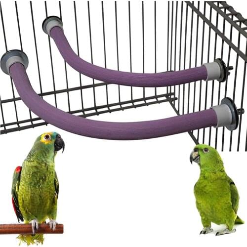 Pet Birds Perches Parrot Bent Corner Plastic Stand Perch Gnawing Claws Grinding Toy Cage Decor