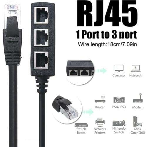 1 Male To 3 Female RJ45 LAN Ethernet Cable Splitter Network Cord Socket Connector Adapter For Laptop PC