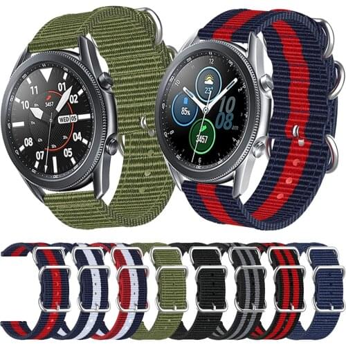 Ring Buckle Woven Nylon Strap for Samsung Galaxy Watch 3 45mm 41mm Watchband for Galaxy Watch 46mm 42mm Active 2 S3 Fabric band