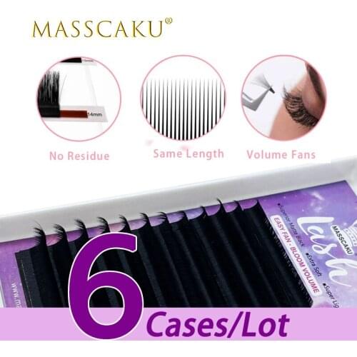 6case/lot hot sale 12rows new arrived bloom eyelash easy fan lashes self-making fan blooming faux mink eyelash maquiagem cilios