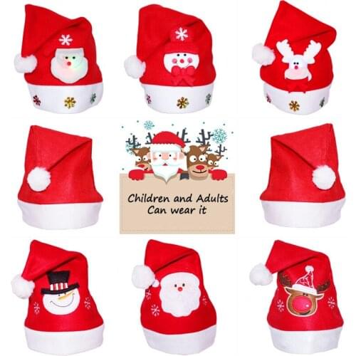 Adult Children Christmas Hat Accessories Wholesale New Years Christmas Party Santa Hats Kid Red Cap For Santa Claus Costume Prop