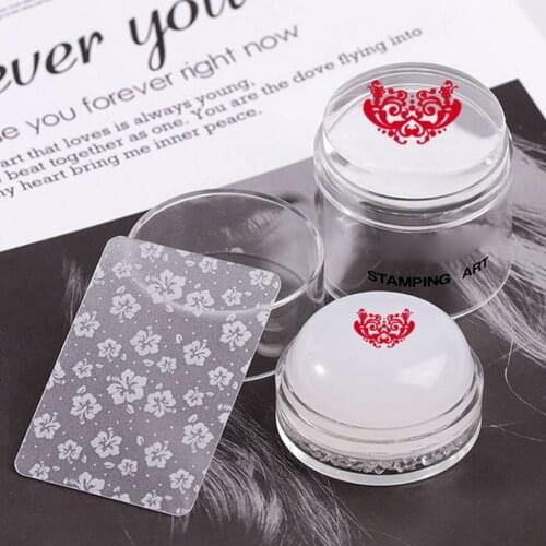 Double-Head Clear Stamper Nail Art Stamper And Lid Stamping Scraper Polishing Printing Nail Image Plate Silicone Seal Set Tool