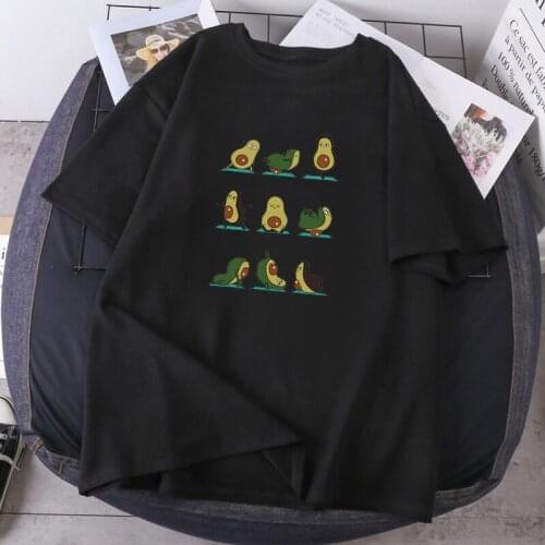 Sports Avocado Cartoon T-shirts Woman Summer High Quality Female O-neck Streetwear Tees Short Sleeve Fashion Lady Clothing 2021