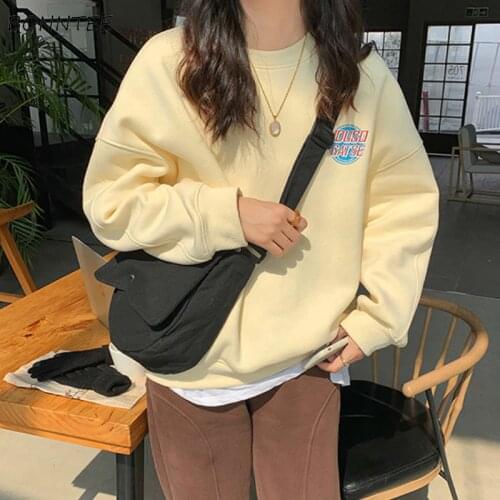 Sweatshirt Women Preppy Chic Ins Loose Spring Fashion Female Hoodies All-match O-neck Simple New Girls Clothing Streetwear Fall