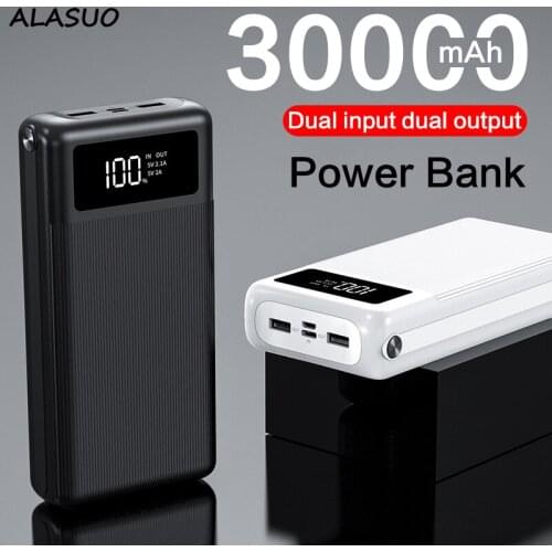 Dual usb quick charge 30000mah powerbank big capacity phone charger for iPhone 12 12 pro max Xiaomi Samsung notebook table lamp