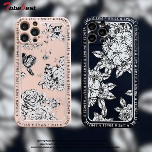 Tobebest High Quality Flower bloom Phone Case for iPhone 12 Pro Max 11 pro max X XS XR 7 8 Plus SE 2020 Soft Silicone Cover