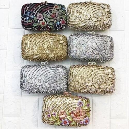 XIYUAN Silver/Gold Wedding Crystal Handbags Diamond Women Bags Designer Ladies Rhinestone Party Purses Prom Shoulder Clutches