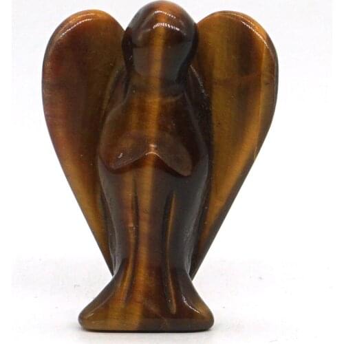 1.5inch Yellow Tiger Eye Gems Carving Angel Natural Crafts Stone Figurine Chakra Healing Reiki Stone