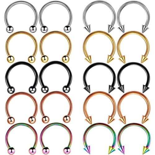 1pcs 6/8/10mm Punk Stainless Steel Fake Nose Ring C Clip Lip Stud Earring Helix Rook Tragus Faux Septum Body Piercing Jewelry